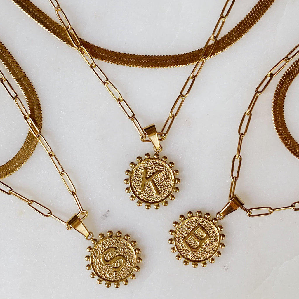 Soleil Necklace Double Chain Initial Necklace