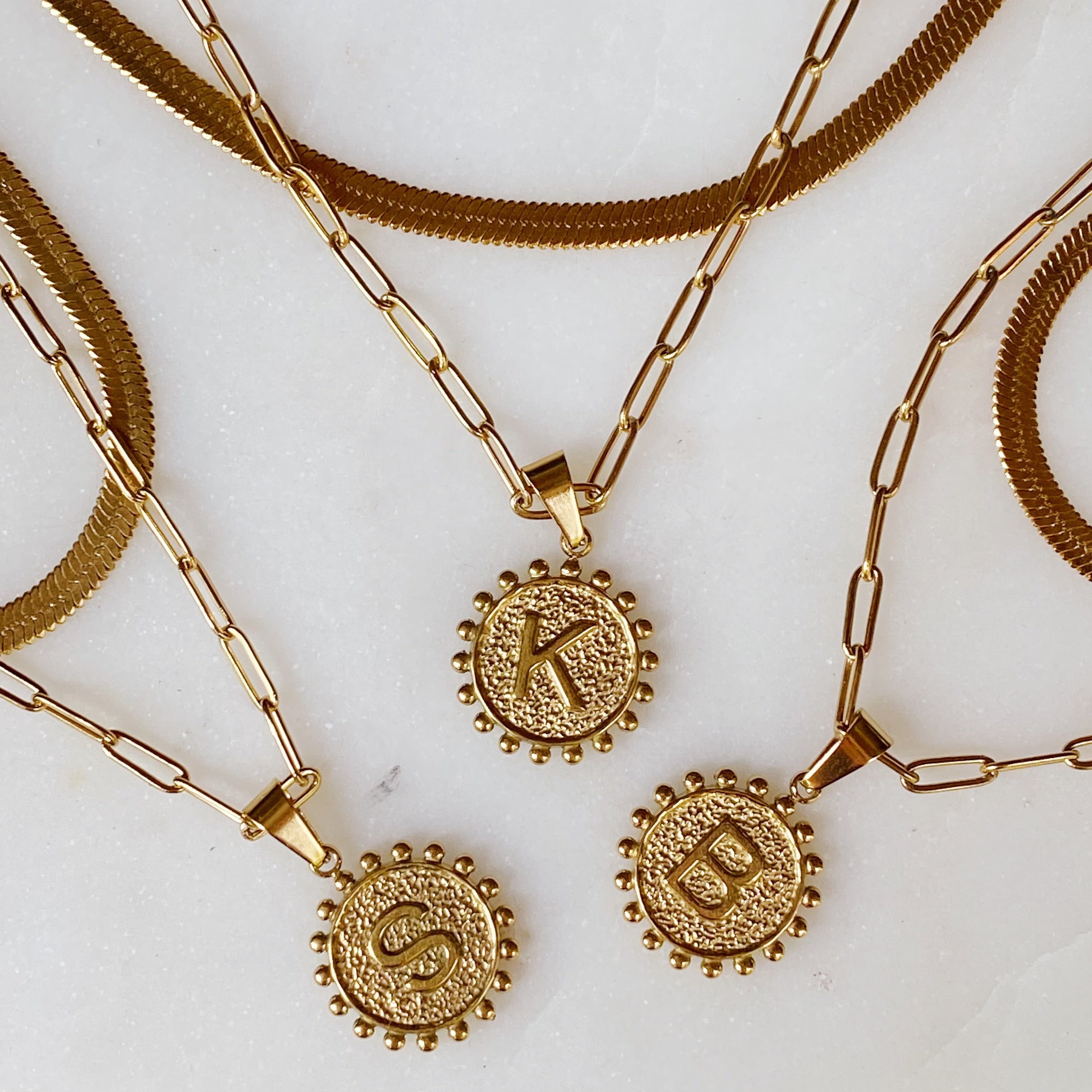 Soleil Necklace Double Chain Initial Necklace