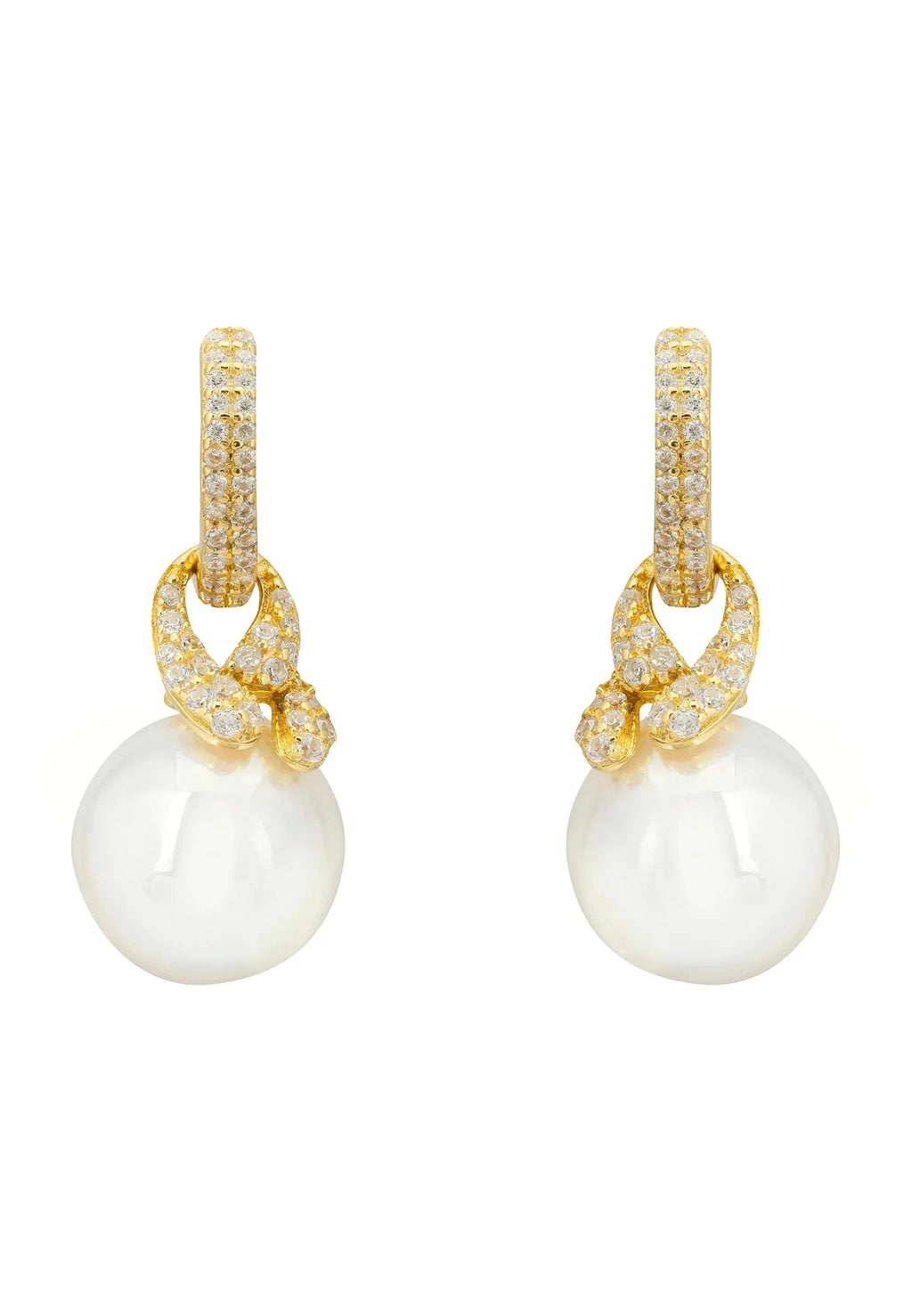 Tie the Knot Drop Pearl Earrings Gold