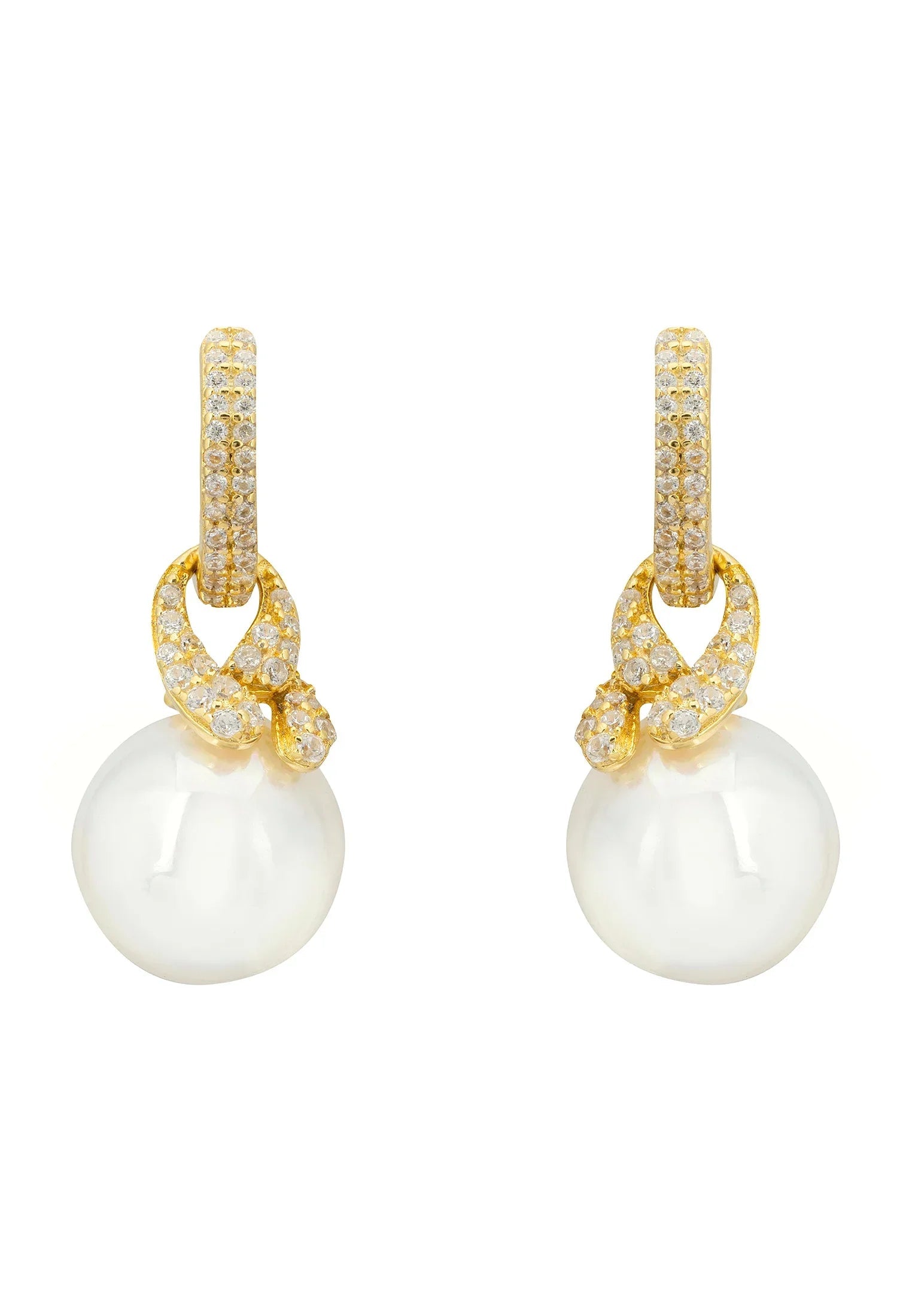 Tie the Knot Drop Pearl Earrings Gold