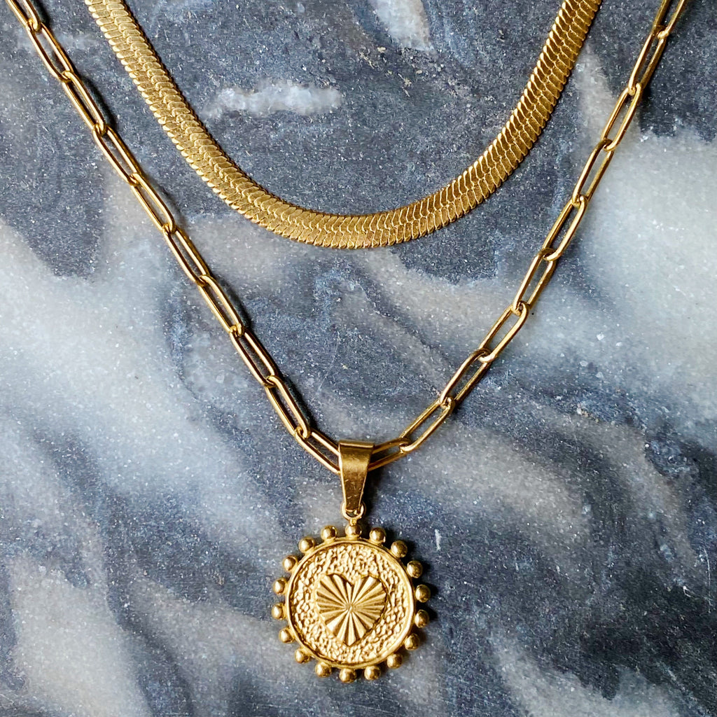 Soleil Necklace Double Chain Initial Necklace