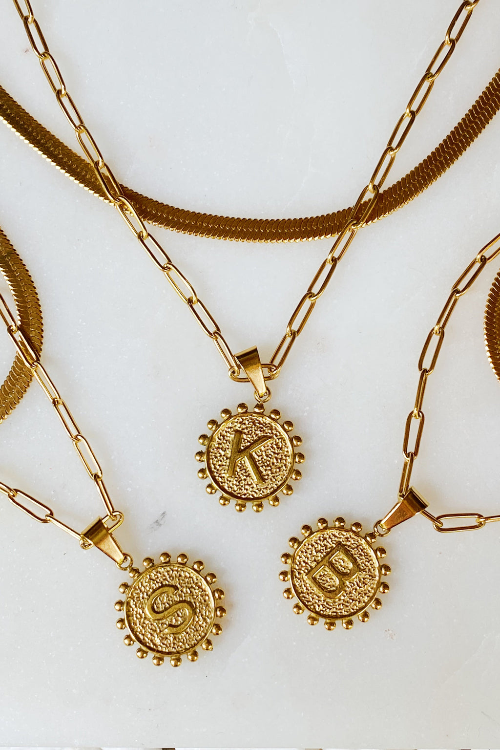 Soleil Necklace Double Chain Initial Necklace