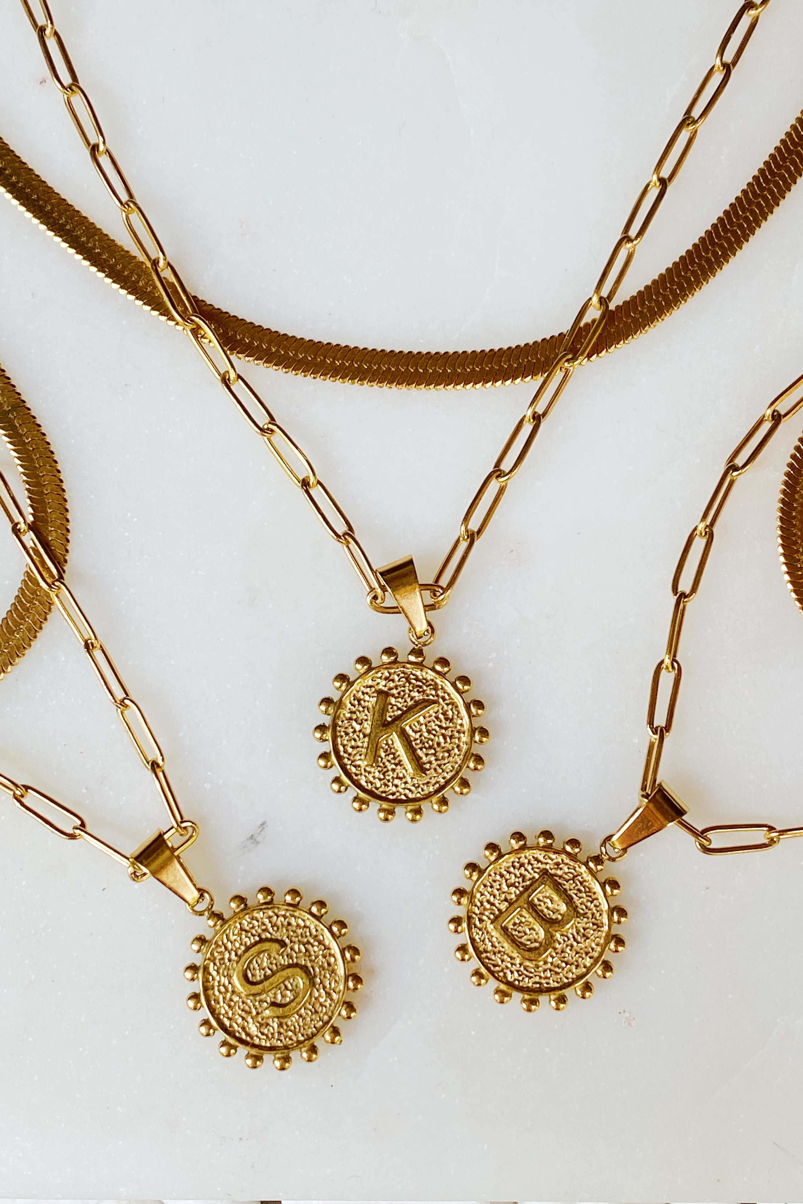 Soleil Necklace Double Chain Initial Necklace