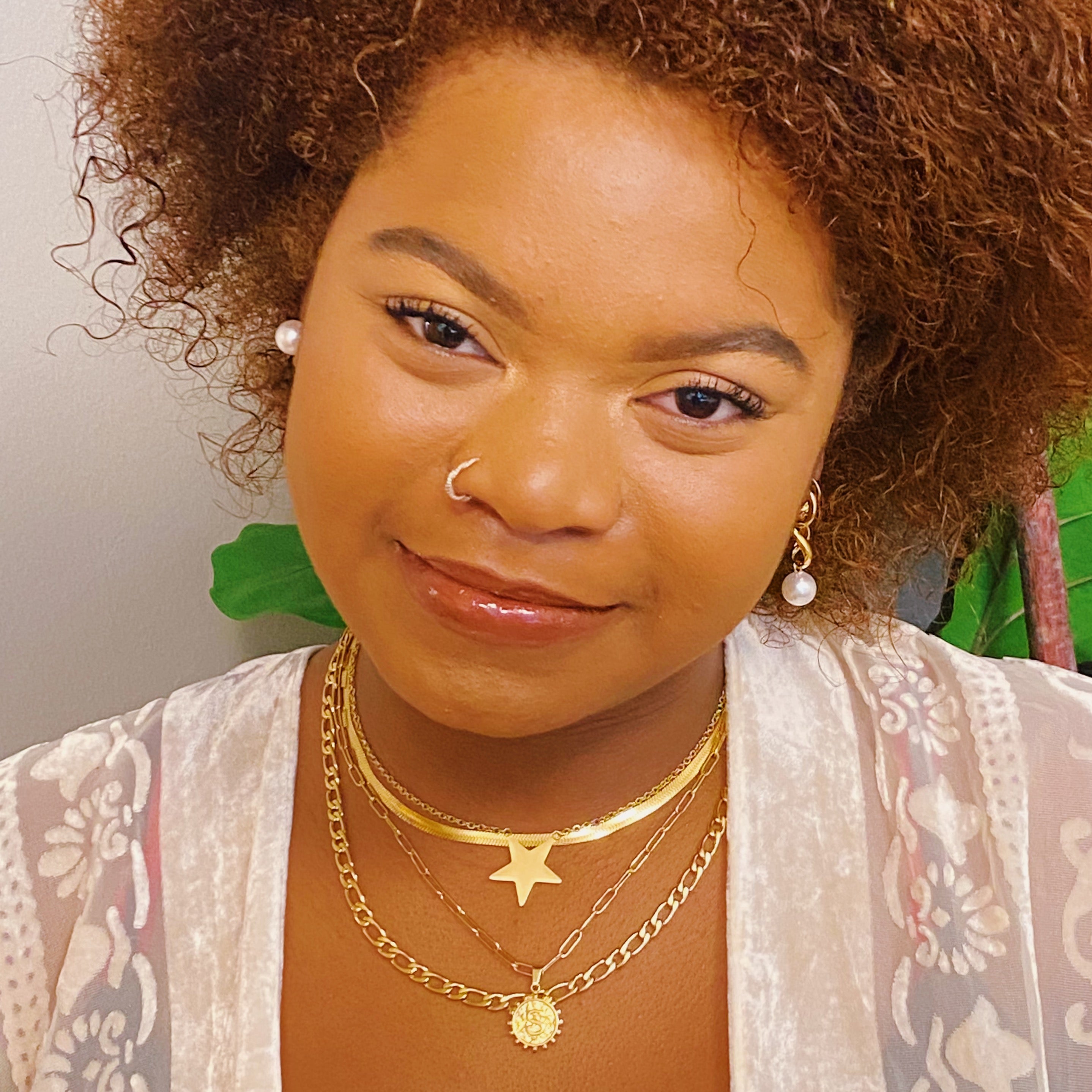Soleil Necklace Double Chain Initial Necklace