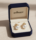 Pearl Stud Earrings Floral Bloom