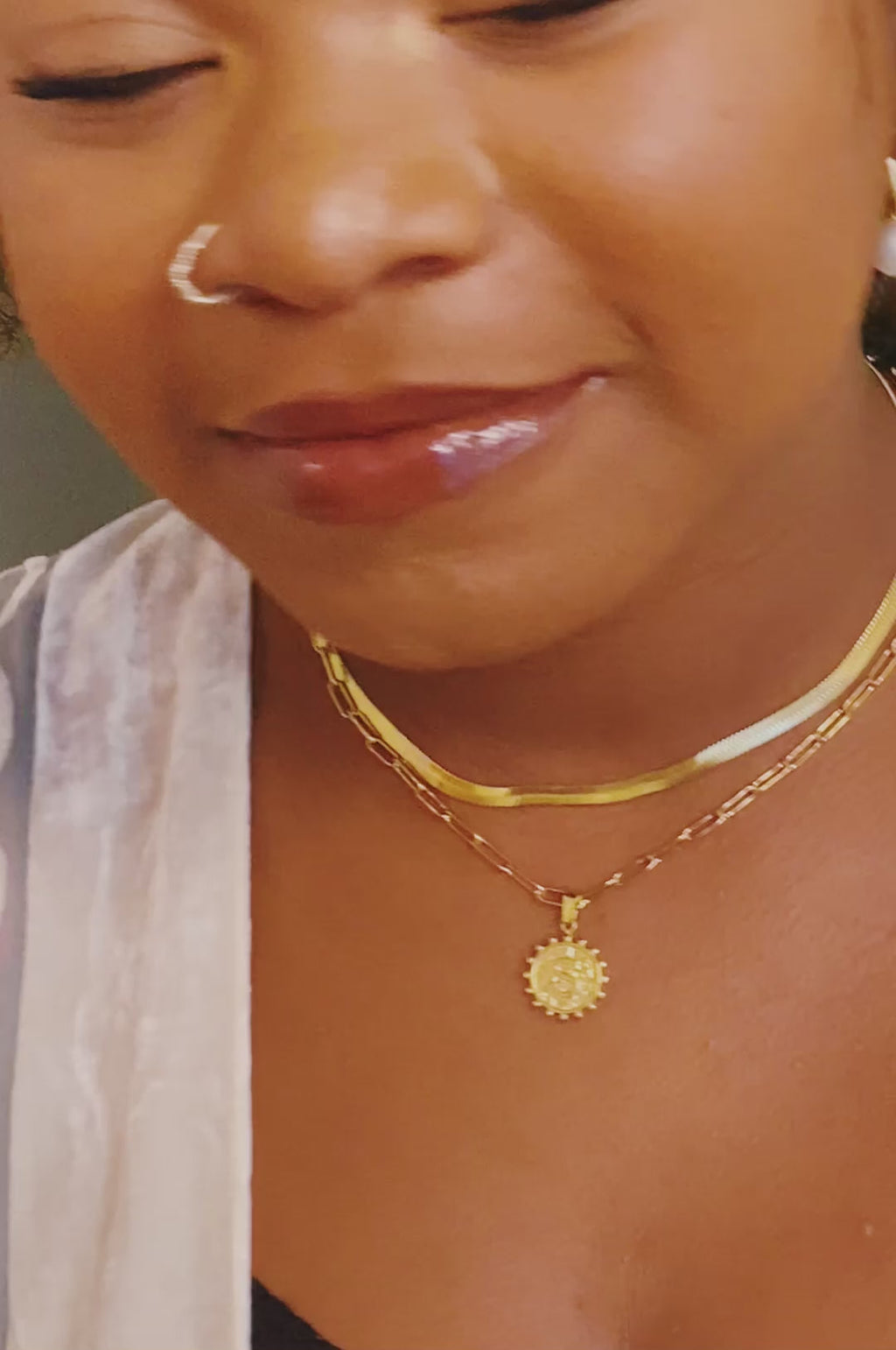 Soleil Necklace Double Chain Initial Necklace
