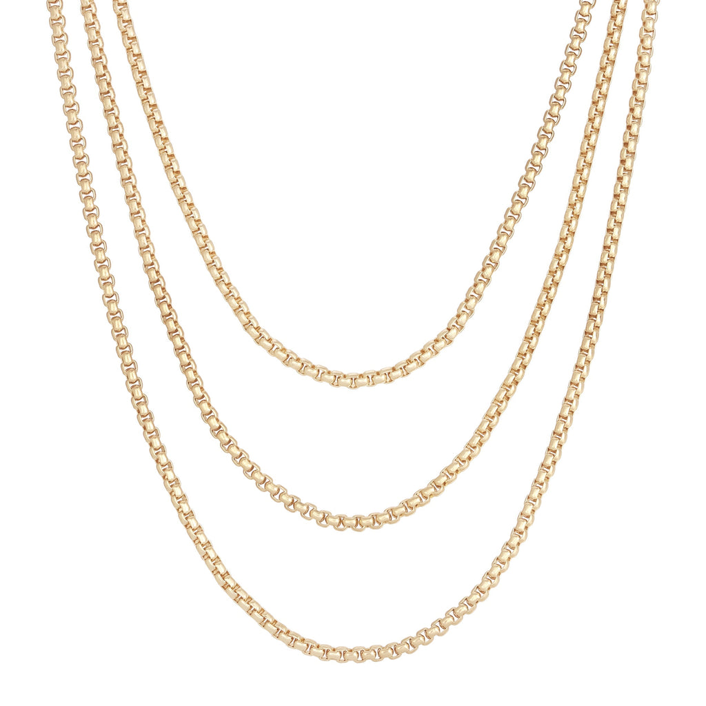 Triple Layer Thin Luciana Box Chain Necklace
