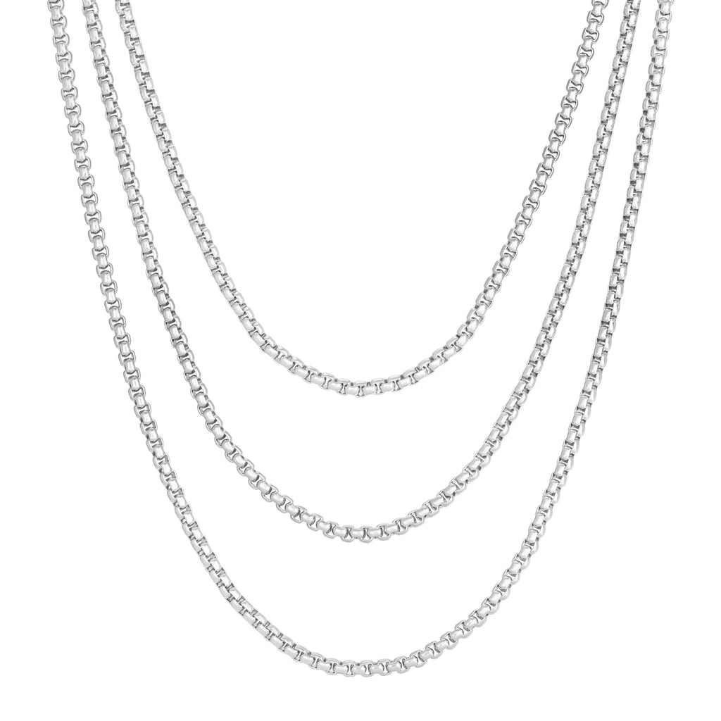 Triple Layer Thin Luciana Box Chain Necklace