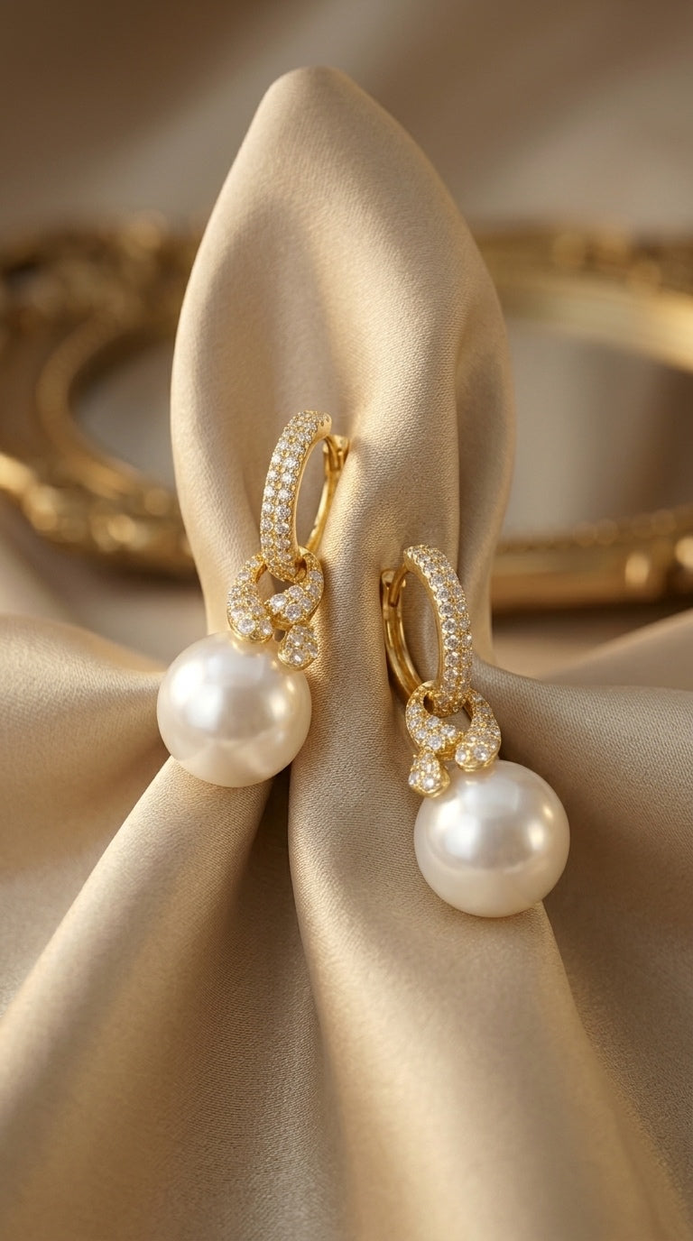 Tie the Knot Drop Pearl Earrings Gold